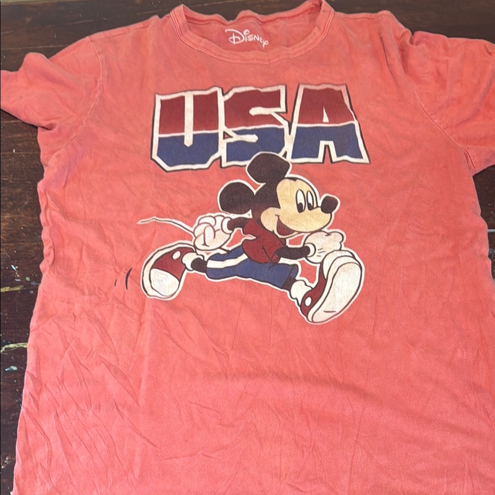 Disney Kids Mickey Mouse USA Coral T-Shirt
